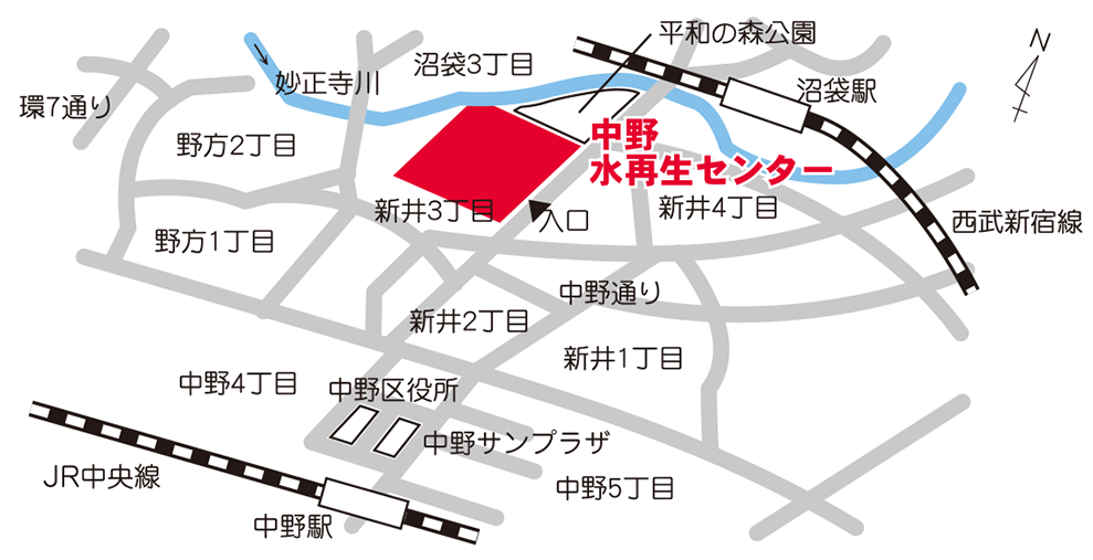 画像：中野水再生センターの案内図