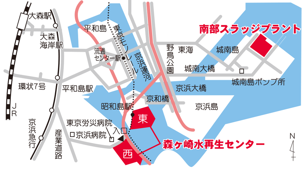 画像：森ヶ崎水再生センターの案内図