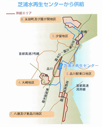 芝浦水再生センターの供給エリアを表したイラスト