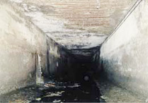 老朽化が進んだ下水道管の写真